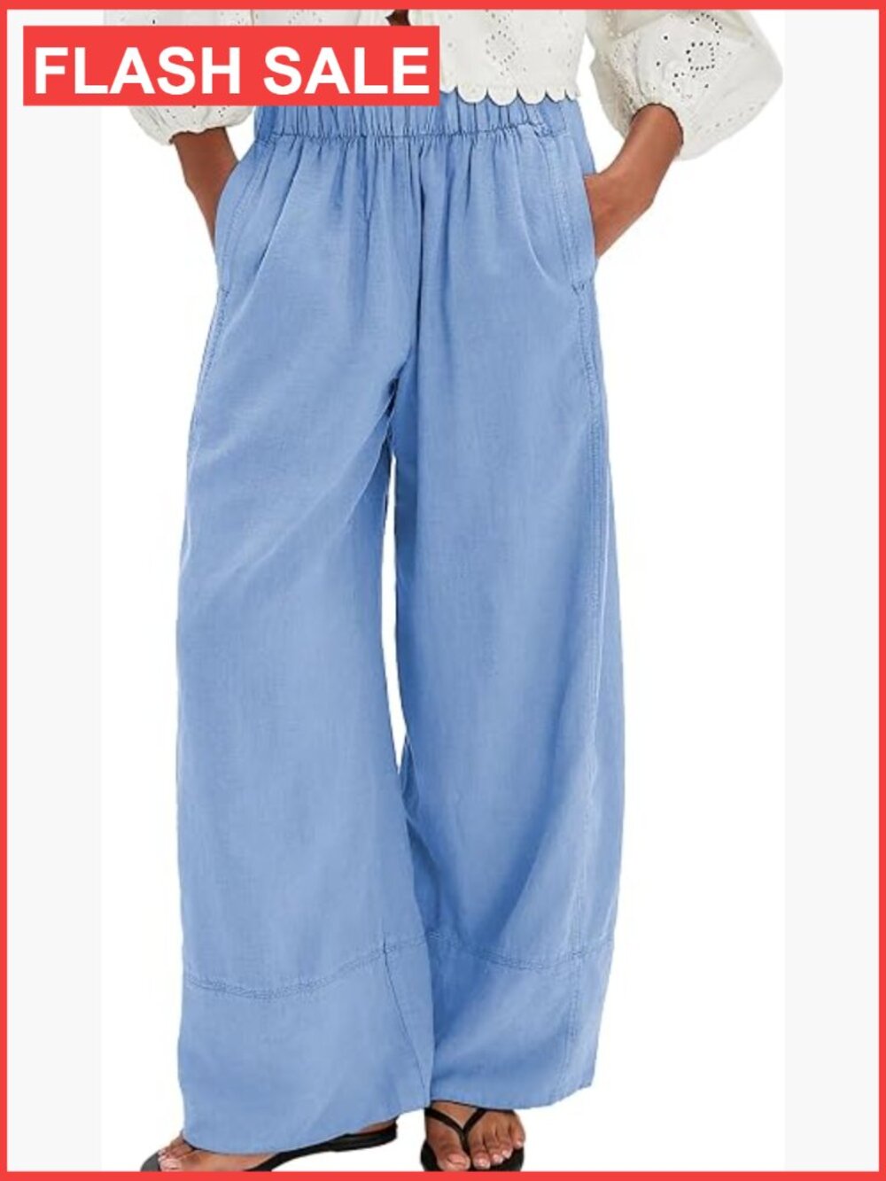 Women's Cotton Linen Wide Leg Palazzo Pants Baggy Boho Casual Lounge Trousers